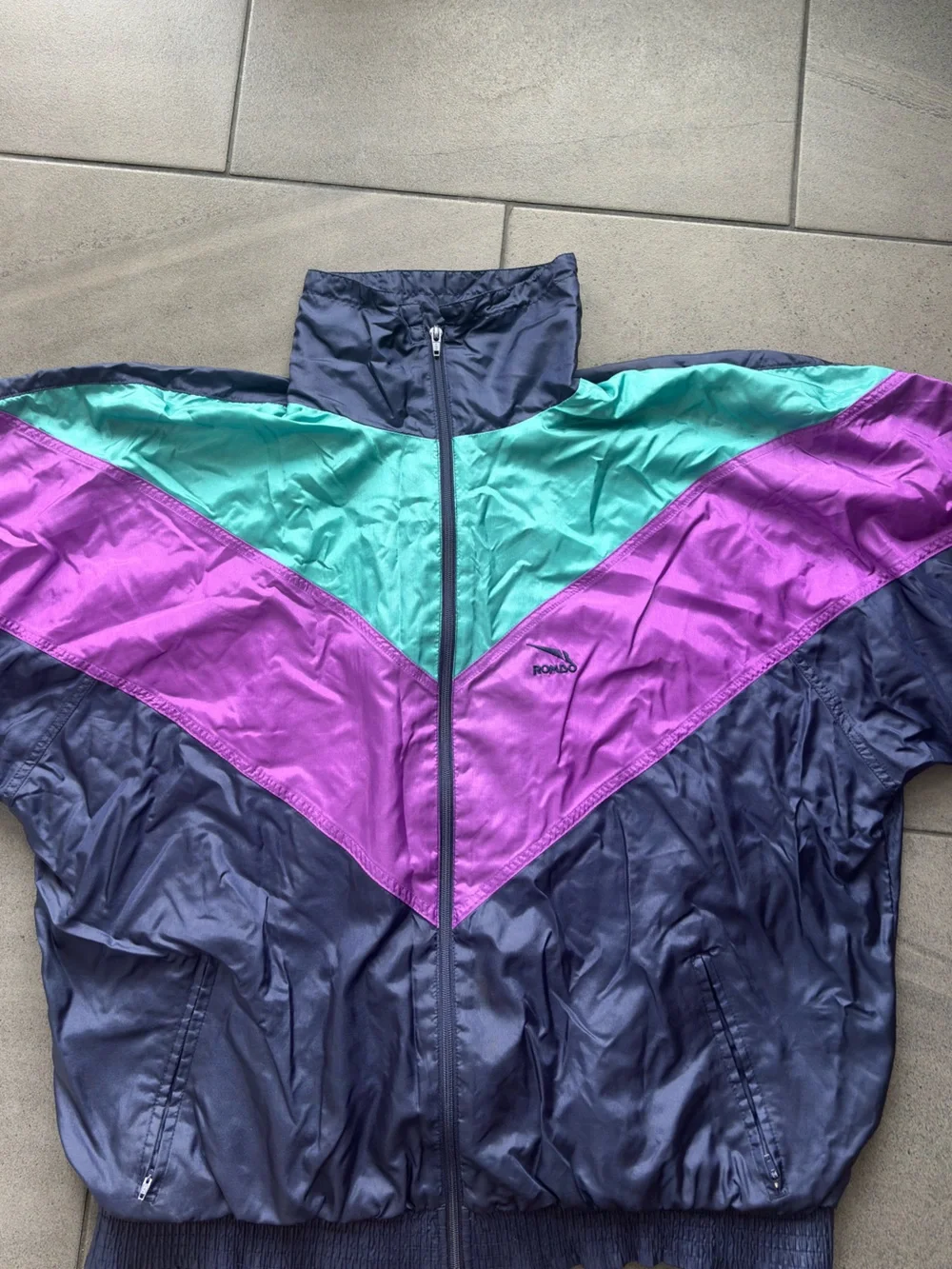 Rombo Vintage 90s Shell Suit Jacket Colorblock Windbreaker Size L